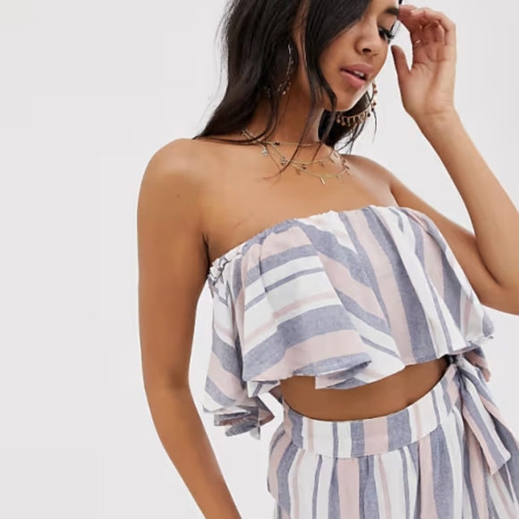 ASOS Striped Linen Top and Skirt Set Sz6 - Picture 3 of 9